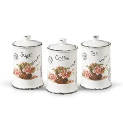 Set med 3 keramiska behållare för kaffe, te och socker MAESTRO ROSE MR-20050-03cs