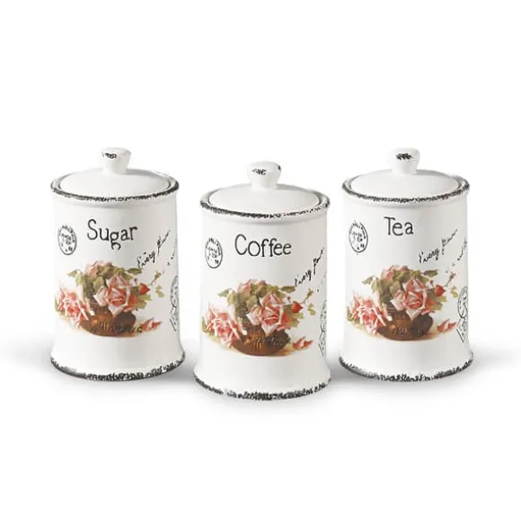 Set med 3 keramiska behållare för kaffe, te och socker MAESTRO ROSE MR-20050-03cs