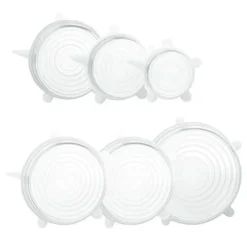 Set med 6 st Återvinningsbart silikonlock Universal Stretch Lock Lufttätt Stretch Giftfri Smaklös matkonservering