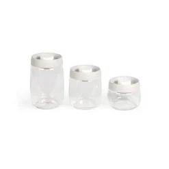 Set med 3 vakuumburkar - LIVOO - MEN401 - 400 ml, 800 ml och 1,2 L - Borosciliatglas - Fryssäker