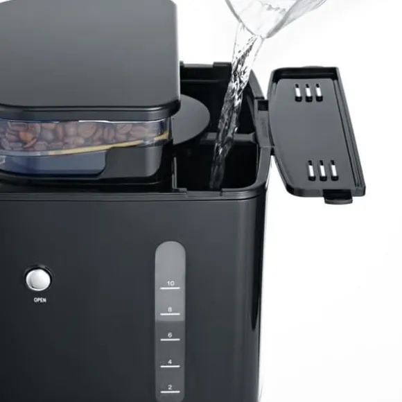 SEVERIN 4810 Kaffebryggare med filter och integrerad kvarn - svart och rostfritt stål - 1000W - 1,4 L