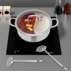 Shabu Shabu Hot Pot - Gryta i rostfritt stål - Delad dubbel smak - 26 cm - Induktionskompatibel - För fondue