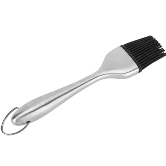 Silikonborste Handtag i rostfritt stål Högtemperaturbeständigt köksbakning Grillsås OljeborsteIhåligt handtag Runt huvud S