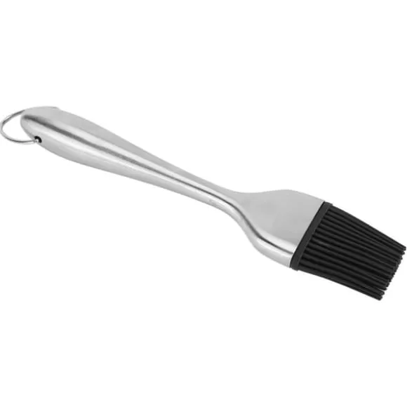 Silikonborste Handtag i rostfritt stål Högtemperaturbeständigt köksbakning Grillsås OljeborsteIhåligt handtag Runt huvud S