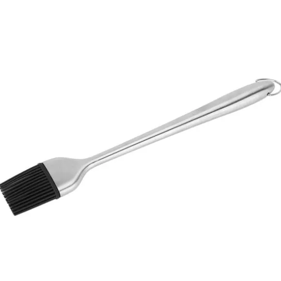 Silikonborste Handtag i rostfritt stål Högtemperaturbeständigt köksbakning Grillsås OljeborsteIhåligt handtag Runt huvud L