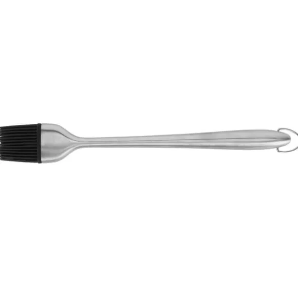 Silikonborste Handtag i rostfritt stål Högtemperaturbeständigt köksbakning Grillsås OljeborsteIhåligt handtag Runt huvud L