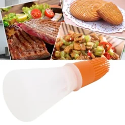 Silikonoljeborste med oljeflaska Högtemperaturbeständig borste Oljekontrollborste för kök Orange