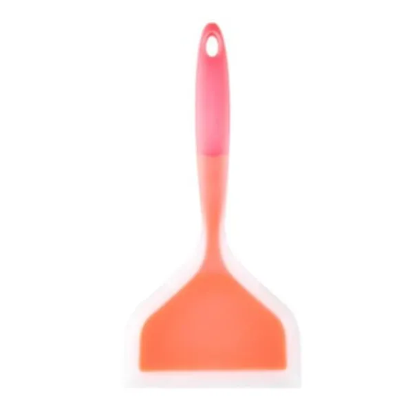 Silikonpannkakor Spade Flexibel Plattbottnad Bred Spatel Turner Genomskinlig Orange