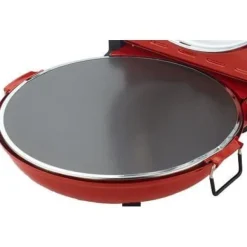 Sirge OSOLEMIO Pizzaugn - 1200 W elektrisk PIZZA - 400°C - RÖD - diameter 30 cm - SVART eldfast sten utan färgning