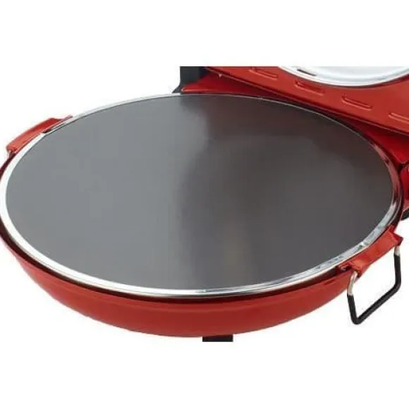 Sirge OSOLEMIO Pizzaugn - 1200 W elektrisk PIZZA - 400°C - RÖD - diameter 30 cm - SVART eldfast sten utan färgning