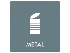 Skilt affaldspiktogram METAL 12x12 cm, aluminium, grå/hvid