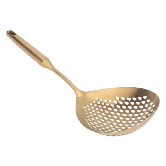 Skimmer Ladle 304 Rostfritt Stål Livsmedelskvalitet Långt Handtag Stort Flöde Skimmersked för Kök Guld