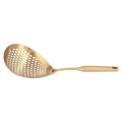 Skimmer Ladle 304 Rostfritt Stål Livsmedelskvalitet Långt Handtag Stort Flöde Skimmersked för Kök Guld