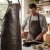 SKINNFÖRKLÄDE GRILL / BBQ / BARISTA / KOCK / FRISÖR FÖRKLÄDE BRUN DISTRESSED APRON