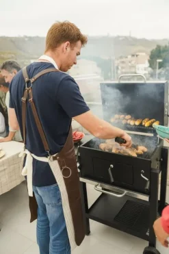 SKINNFÖRKLÄDE GRILL / BBQ / BARISTA / KOCK / FRISÖR FÖRKLÄDE BRUN DISTRESSED APRON
