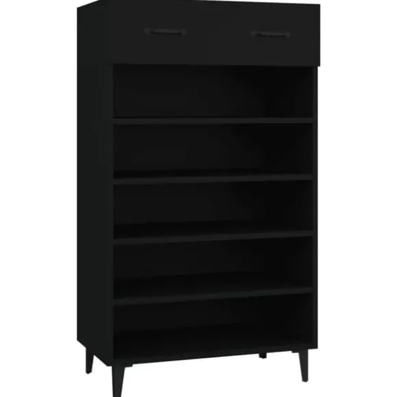Skoskåp svart 60x35x105 cm konstruerat trä