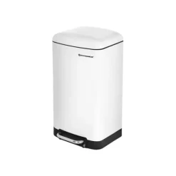 Skräpfack - papperskorgen - pedal bin - stålavfallsbink - med lock - 30 l - vitt