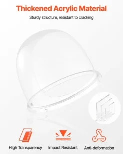 Skyddskåpa till sockervaddsmaskin - Akrylkupol med bubbelskydd - Kompatibel med 38,1 cm sockervaddsmaskiner - Vindskydd - Räfflad botten - Transparent | CDON