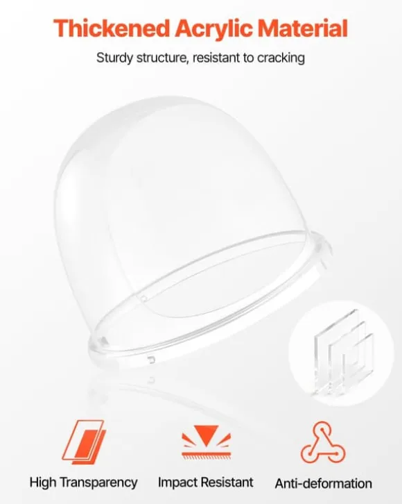 Skyddskåpa till sockervaddsmaskin - Akrylkupol med bubbelskydd - Kompatibel med 38,1 cm sockervaddsmaskiner - Vindskydd - Räfflad botten - Transparent | CDON
