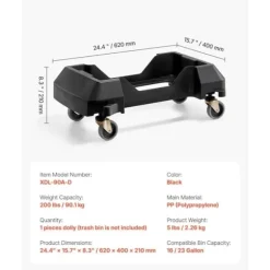 Slim Papperskorg Dolly, Passar 16/23 Gal Behållare, 200lbs Tung Duty, med Hjul