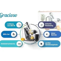Slowjuicer - G21 - Horisontell Premium - Amusante - Hög kvalitet - Effektiv