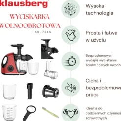 Slow juicer 150W för frukt och grönsaker KALLPRESS KLAUSBERG KB-7865