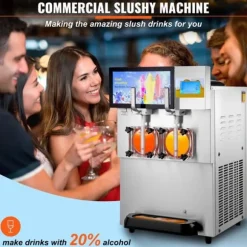 Slushmaskin 8L / 2,1 Gal dubbelskål kommersiell för slush, margarita, smoothie och frysta drycker.