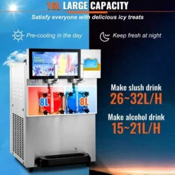 Slushmaskin 8L / 2,1 Gal dubbelskål kommersiell för slush, margarita, smoothie och frysta drycker.