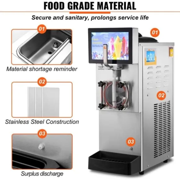 Slushmaskin 8L / 2,1 Gal Enkel Skål Kommersiell Slushy Maskin Margarita Smoothie Frysta Drycker