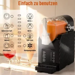 Slushmaskin, snabb kylning, omrörningsfunktion, 2,4 L, ljusfunktion, svart