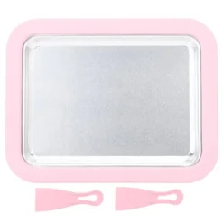 Snabbglassmaskin Pan Roll Frozen Yoghurt Sorbet Gelato Familjekul Hälsosam hemlagad DIY-glass Liten aluminiumlegeringspanel Rosa