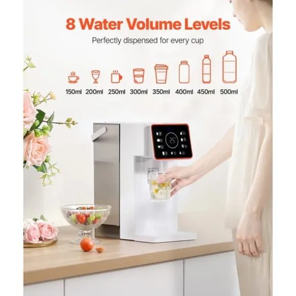 Snabbvarmvattendispenser för Bänkskiva, 6 Temperaturinställningar, 8 Volyminställningar, 3 Liters Tank