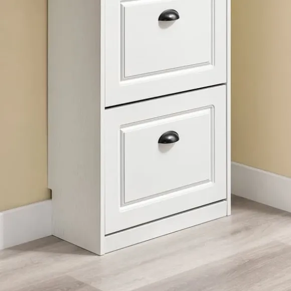 SoBuy Smalt skoskåp med 3 dörrar –53x24x119cm | För 12 par skor | Hallförvaring | Vit FSR94-WG