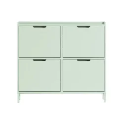 SoBuy Smalt skoskåp 100x19x90cm - 4 dörrar | Grön FSR100-GR