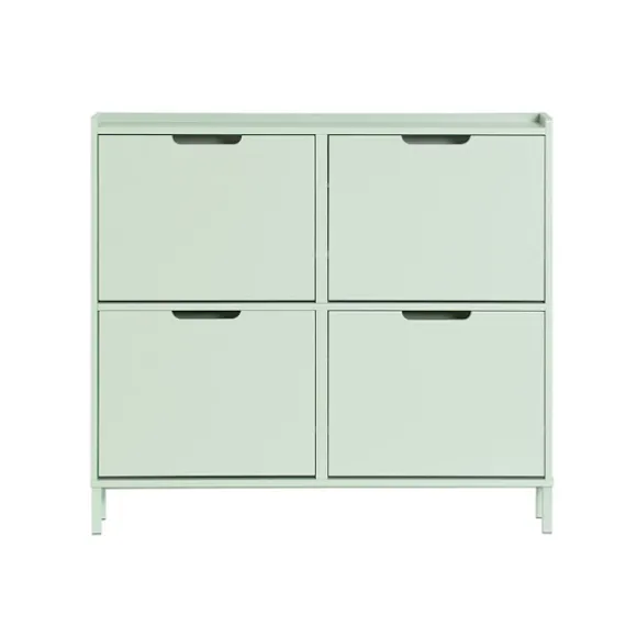 SoBuy Smalt skoskåp 100x19x90cm - 4 dörrar | Grön FSR100-GR