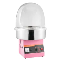 Sockervaddsmaskin - Elektrisk 1000 W - Kommersiell - Med lock - Skål i rostfritt stål - Sockerskopa - Rosa