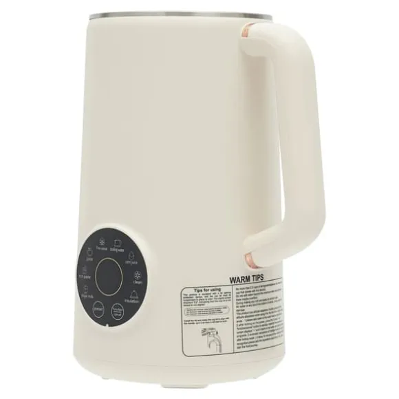 Sojamjölksberedare & Mixer - Bordsmodell - 1 l - 304 rostfritt stål - 10 blad - 30000 varv/min - 600 W värme - 220 V EU-kontakt - Elfenbensvit