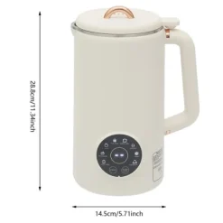 Sojamjölksberedare & Mixer - Bordsmodell - 1 l - 304 rostfritt stål - 10 blad - 30000 varv/min - 600 W värme - 220 V EU-kontakt - Elfenbensvit
