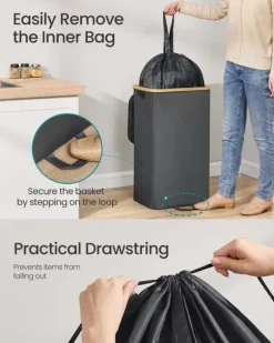 SONGMICS insamlingsbehållare för pantflaskor 95 L skiffergrå-naturbeige