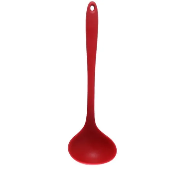 Soppslev Serveringssked Silikon 11,2 tum Bekvämt grepp Värmebeständigt köksredskap för middag Hem Röd