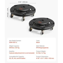 Soptunnedolly, 45,5x15,5 cm, Svart, Extra robust