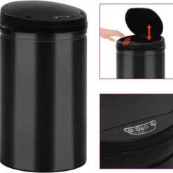 Soptunnor & papperskorgar - Living Soptunna med automatisk sensor 40 L kolstål svart