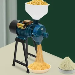 Spannmålskvarn 2200W 220V, elektrisk för torrt spannmål/ris/majs, med tratt, EU-kontakt, orange