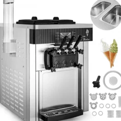 Speiseeisbereiter Vit Eismaskin 2200 W, 2 x 6 L Bordmaskin för glass, 220 V, med äggställ i rostfritt stål.