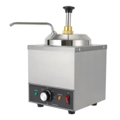 Såsdispenser - Elektrisk såspump med värme - 2 L - 30–110 °C termostat - 650 W - Rostfritt stål - EU‑kontakt - 21×21×37 cm - Silver