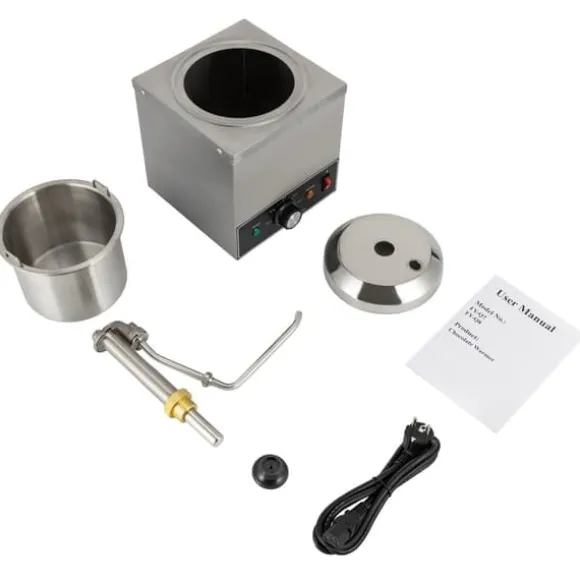 Såsdispenser - Elektrisk såspump med värme - 2 L - 30–110 °C termostat - 650 W - Rostfritt stål - EU‑kontakt - 21×21×37 cm - Silver