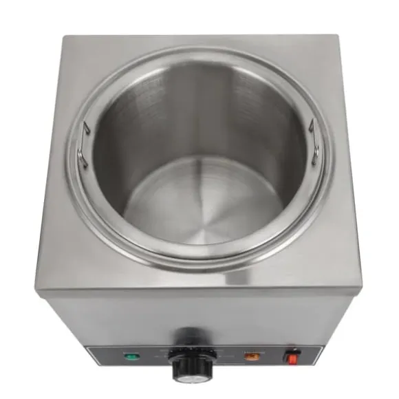 Såsdispenser - Elektrisk såspump med värme - 2 L - 30–110 °C termostat - 650 W - Rostfritt stål - EU‑kontakt - 21×21×37 cm - Silver
