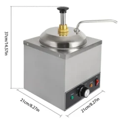 Såsdispenser - Elektrisk såspump med värme - 2 L - 30–110 °C termostat - 650 W - Rostfritt stål - EU‑kontakt - 21×21×37 cm - Silver