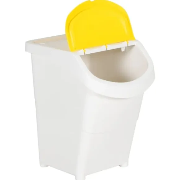 Stapelbara soptunnor med lock - 3 st | Färg: Vit | Volym: 120 L