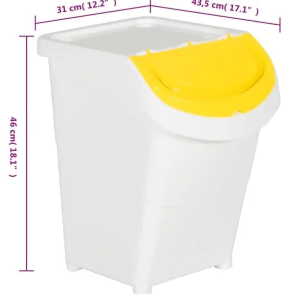Stapelbara soptunnor med lock - 3 st | Färg: Vit | Volym: 120 L